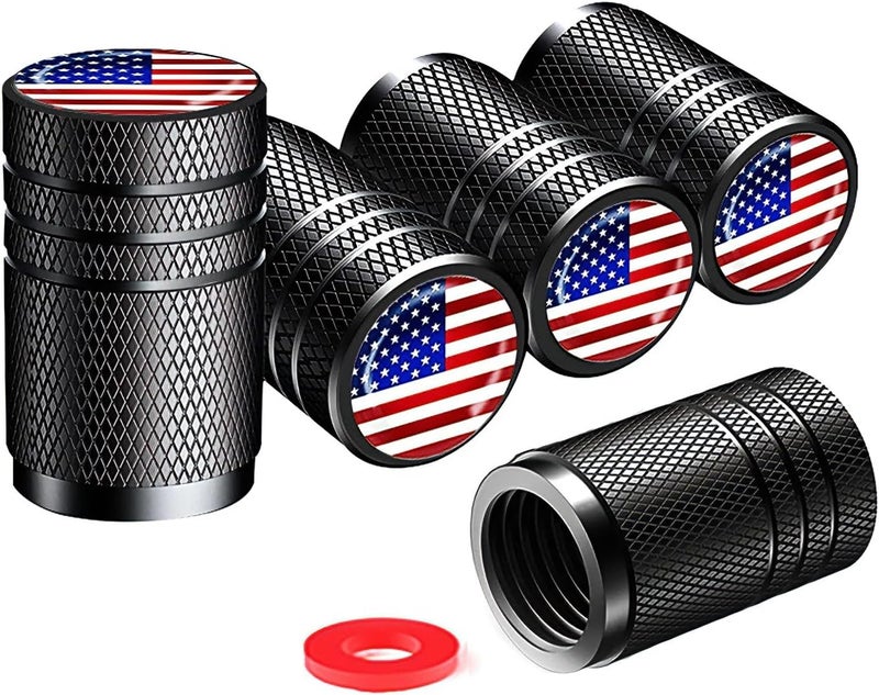 IJUSHND Tire Valve Stem Caps tire Valve Covers Valve stem Covers Black 5 pcs/Pack Anodized Aluminum Tire Valve Cap Set Corrosion Resistant Universal Stem Covers for Cars Trucks Motorcycles SUVs and Bikes - Image 1